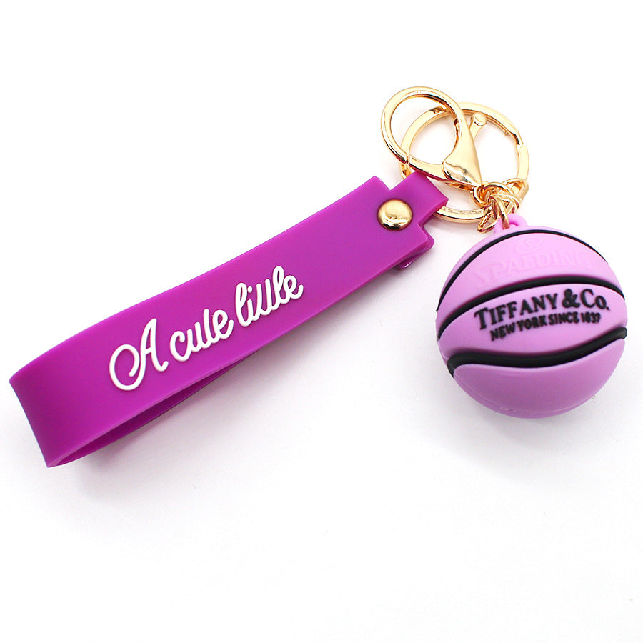 Wholesale PVC Soft Rubber Cartoon Standing Basketball Keychain
